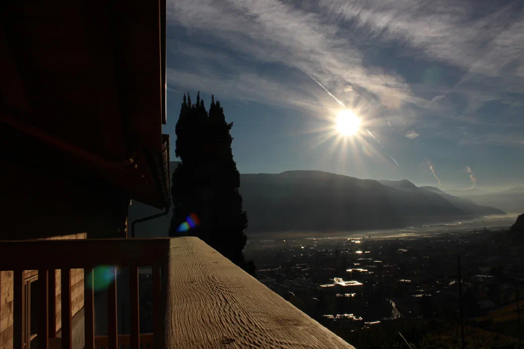 Abendsonne über dem Etschtal vom Greiterhof aus gesehen